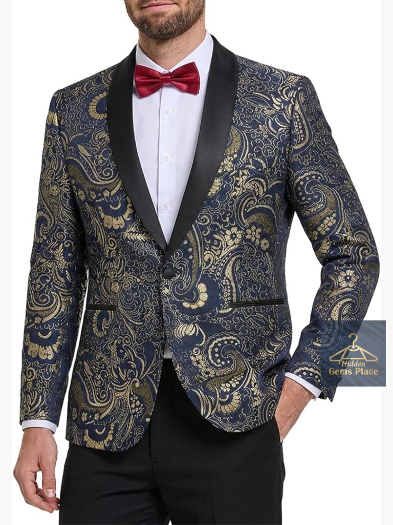 Floral Tuxedo Jacket Embroidered Blazer With Bow Tie Wedding Prom